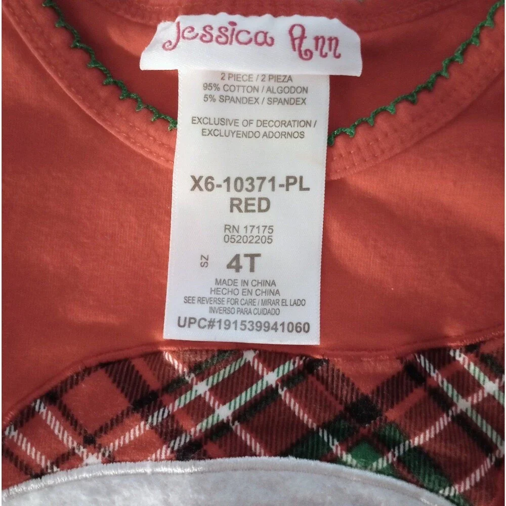 Jessica Ann 2pc Christmas Santa Holiday Outfit sz 4T Girls